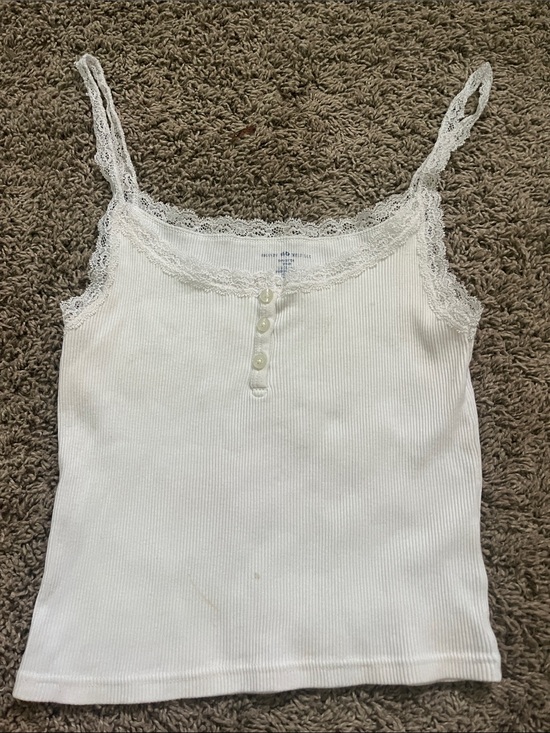 Brandy Melville Tops - Brandy Melville White Lace-Trim Ribbed Cami